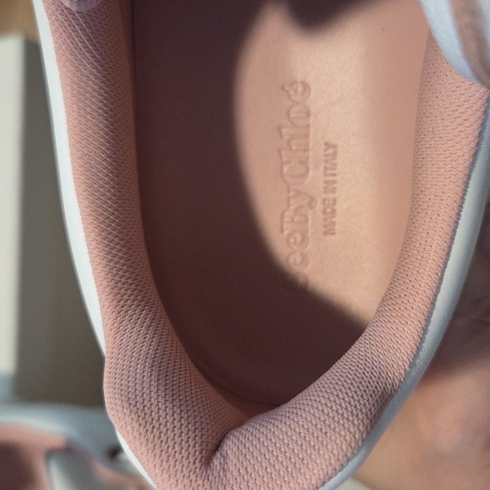 See By Chloe Essie pink/white leather Sneakers Sz 39 - Picture 8 of 14